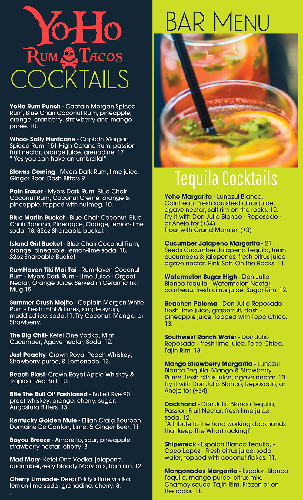 Yoho Drink Menu