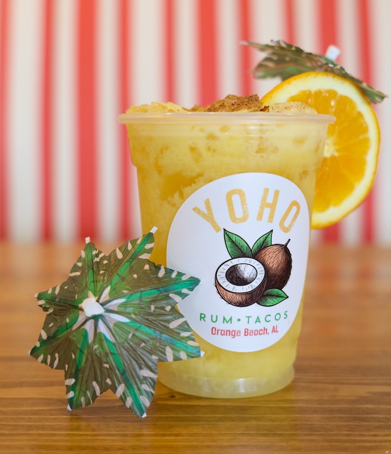 Bright colored cocktail at YoHo