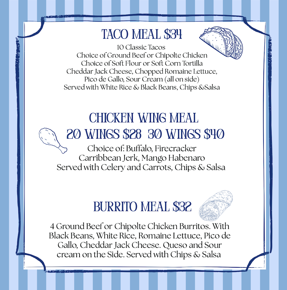 YoHo's family meals takeout menu